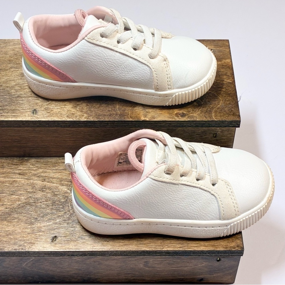 Carter's Toddler Girl's Slip-on Shoes 6 Mos White Rainbow Sneakers